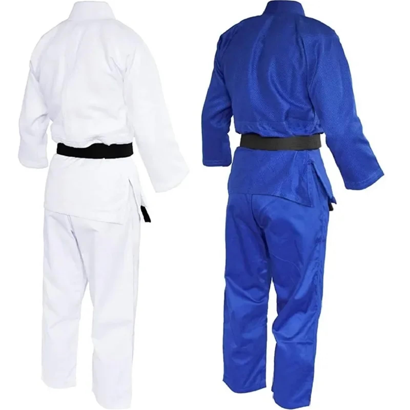 Kimono Jiu Jitsu Trajes de Judo, Tops de 450gsm, Pantalones de 240gsm, Uniforme de Artes Marciales Gi de Judo, Kimono Blanqueado, Gi de Tejido único con cinturón Blanco para Hombres