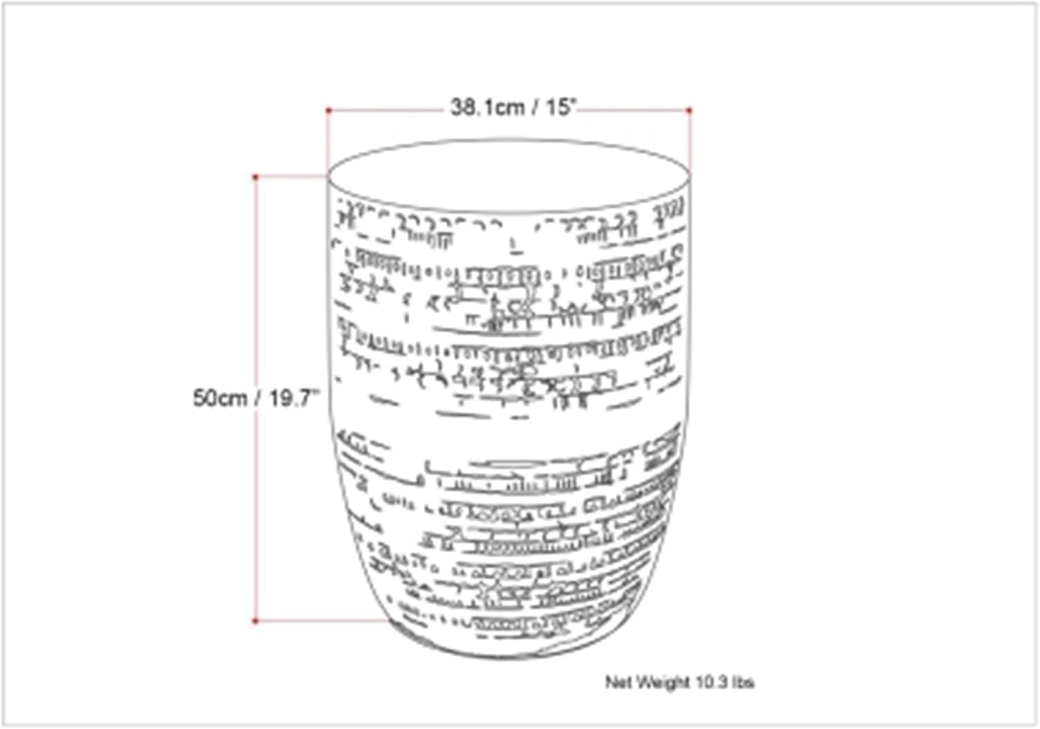 SIMPLIHOME Johnsen Metal Table - 15 inch Wide Solid Iron Drum Accent Table in Antique Copper with Tribal Pattern, Round Boho End Table for Living Room, Bedroom, or Home Office, Fully Assembled