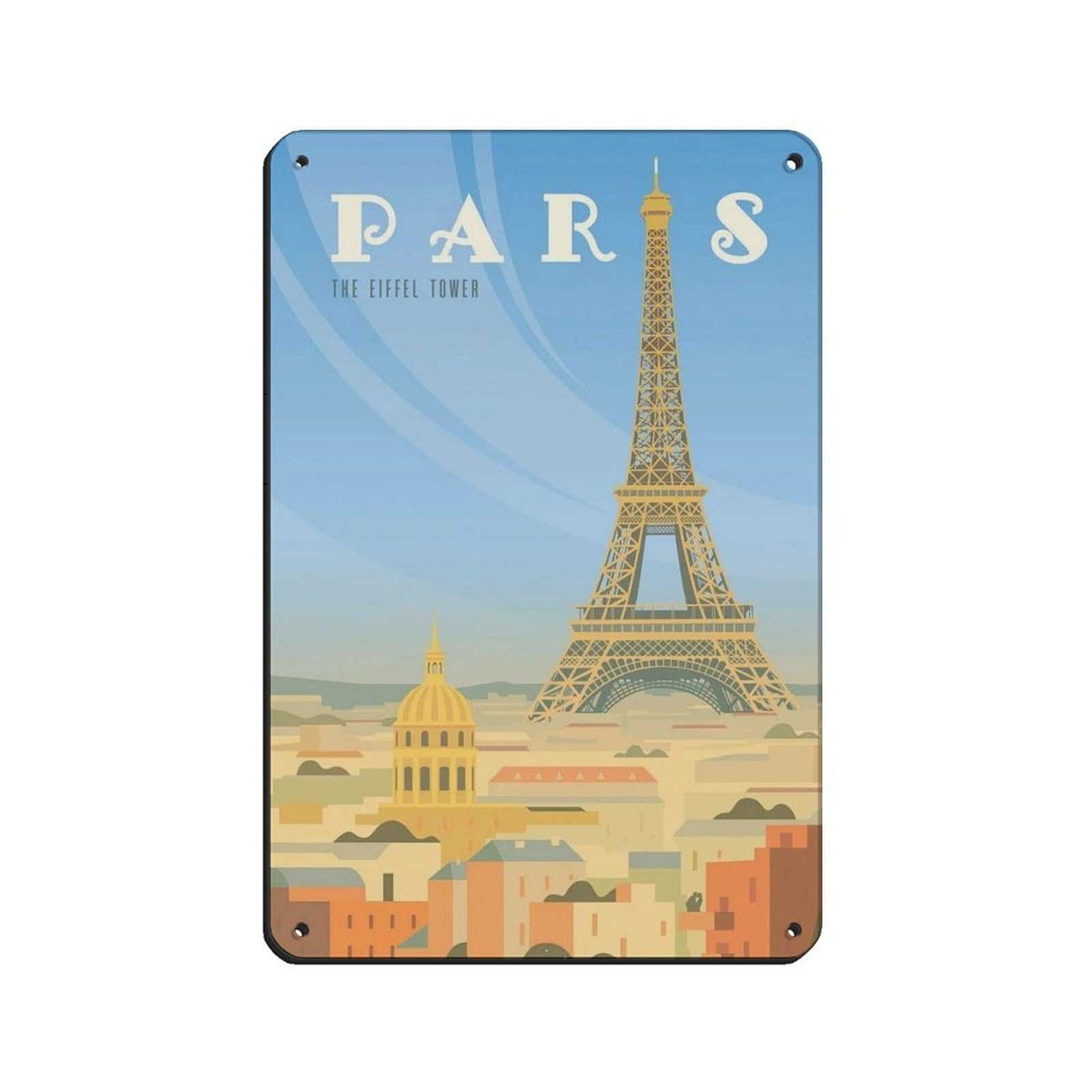 Paris Travel Poster, France Poster (2) Retro Poster Metal Tin Sign Chic Art Retro Iron Painting Bar People Cave Cafe Family Garage Poster Wall Decoration 8x12inch(20x30cm)