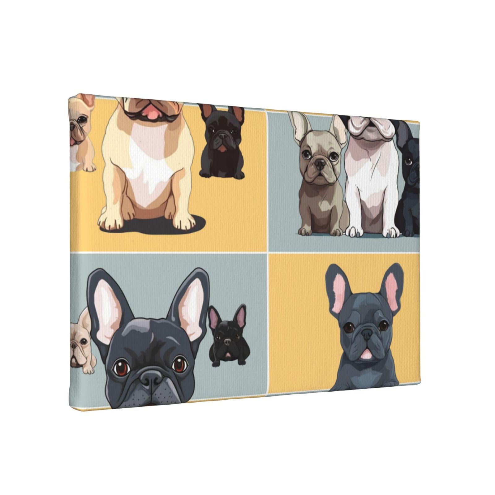 YKLJG french bulldog Printed Wall Art Canvas Painting 30x20 CM Wooden Framed Picture Painting Artwork Prints for Bedroom Kitchen Home Office Decor