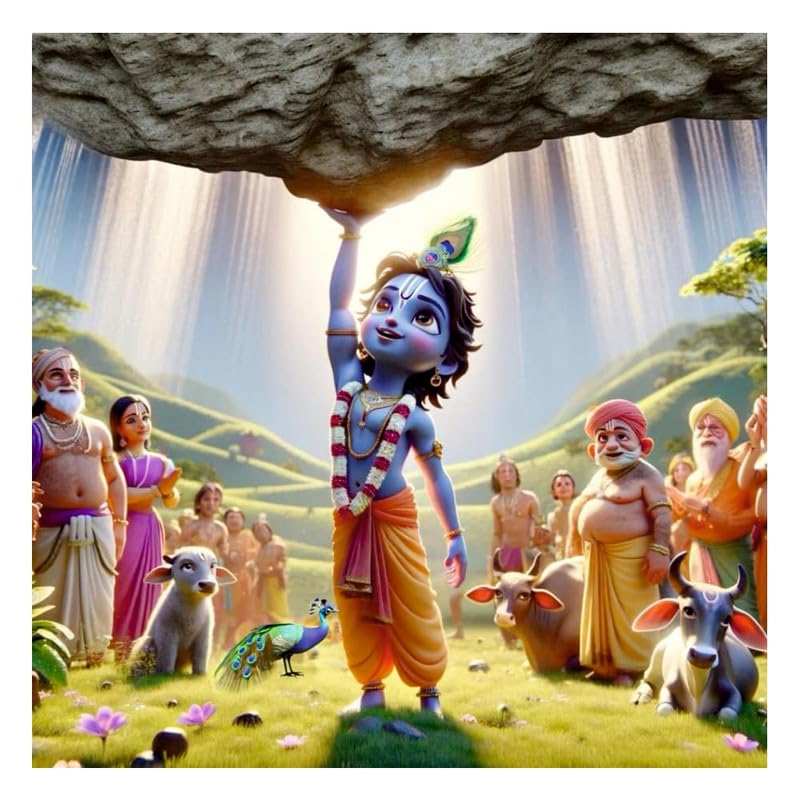 Image of British Terminal Cute little Bal Gopal Baby God Krishna| Kanha Ji | Laddu Lord Makhan Chor Painting Religious Poster for Pregnant Women for wall (matt thin vinyl,sticker,multicolor,unframed)| bj85
