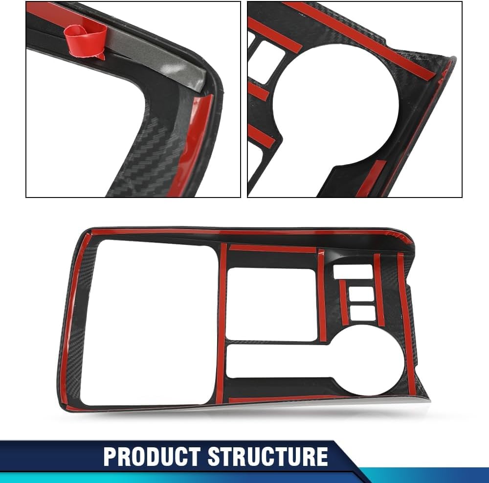 PIT66 Center Console Trim Gear Shift Panel Decor Cover Trim Compatible with Toyota 4Runner 2010-2022 Carbon Fiber Black