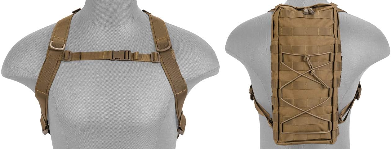Tactical Hydration Pack Molle Attachable Backpack, Molle Webbing & Removable Backpack Straps with 3L Leak-Proof Hydration Water Bladder, Military Daypack for Cycling, Hiking, Climbing, Hunting (Tan)