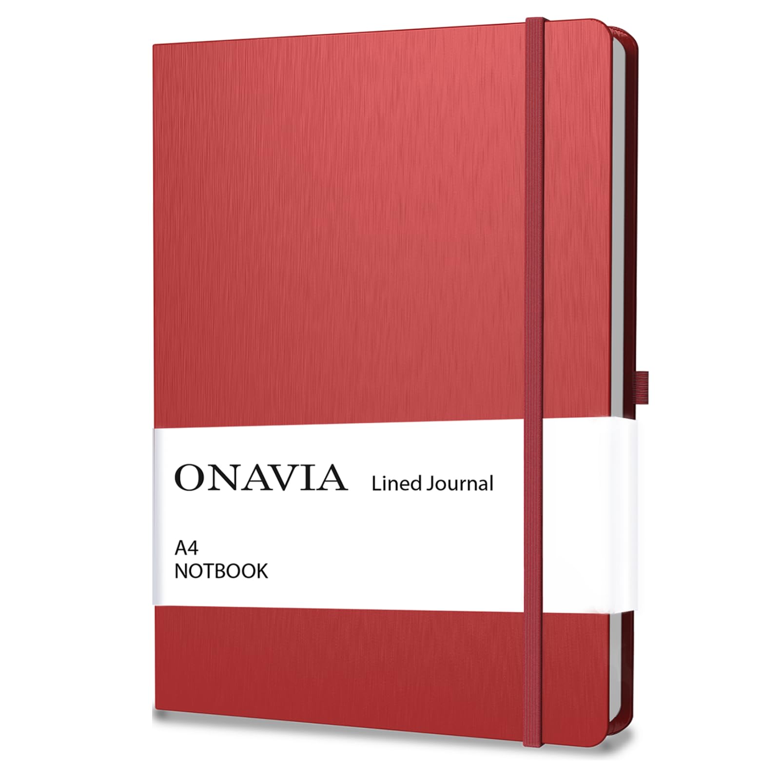 ONAVIA A4 Notebook Hardcover, 8.5" x 11" Lined Journal College Ruled Notebook for Work, Office Meetings, Travel, Note Taking, Planning & Daily Writing, 160 Pages, Red