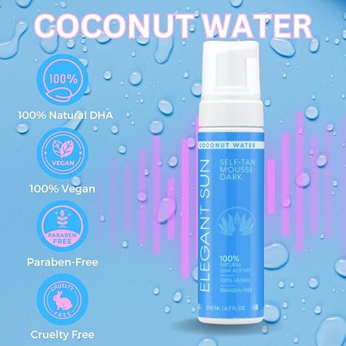 Miniatura 6 de Mousse autobronceador con manopla autobronceadora, mousse bronceadora de agua de coco, espuma bronceadora falsa sin sol, bronceador impecable sin
