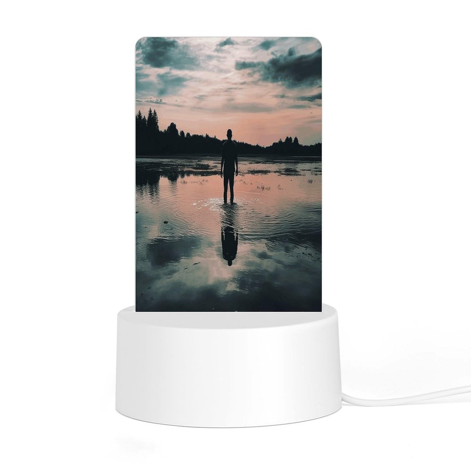 Adfgyerh Style Standing In The Lake Night Light Acrylic Material Easy Installation, Home Decor Usb Interface Power Supply, Lamp For Restaurant Bar Cafe Room Decor