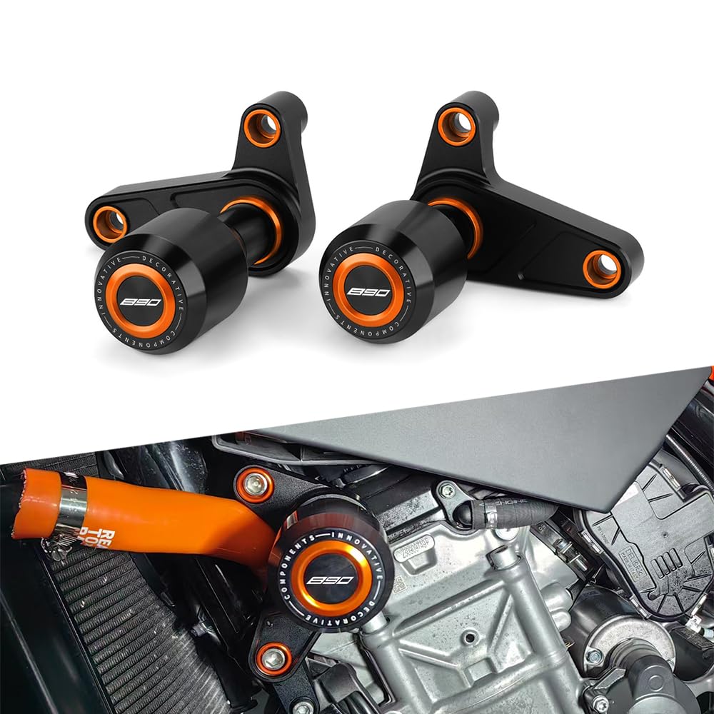 Modeer Motorrad Sturzpads Kompatibel mit DUKE 790/890 Duke/R 2018-2025 Rahmen Slider Sturzschutz duke 890 r 890duke zubehör (890-orange)