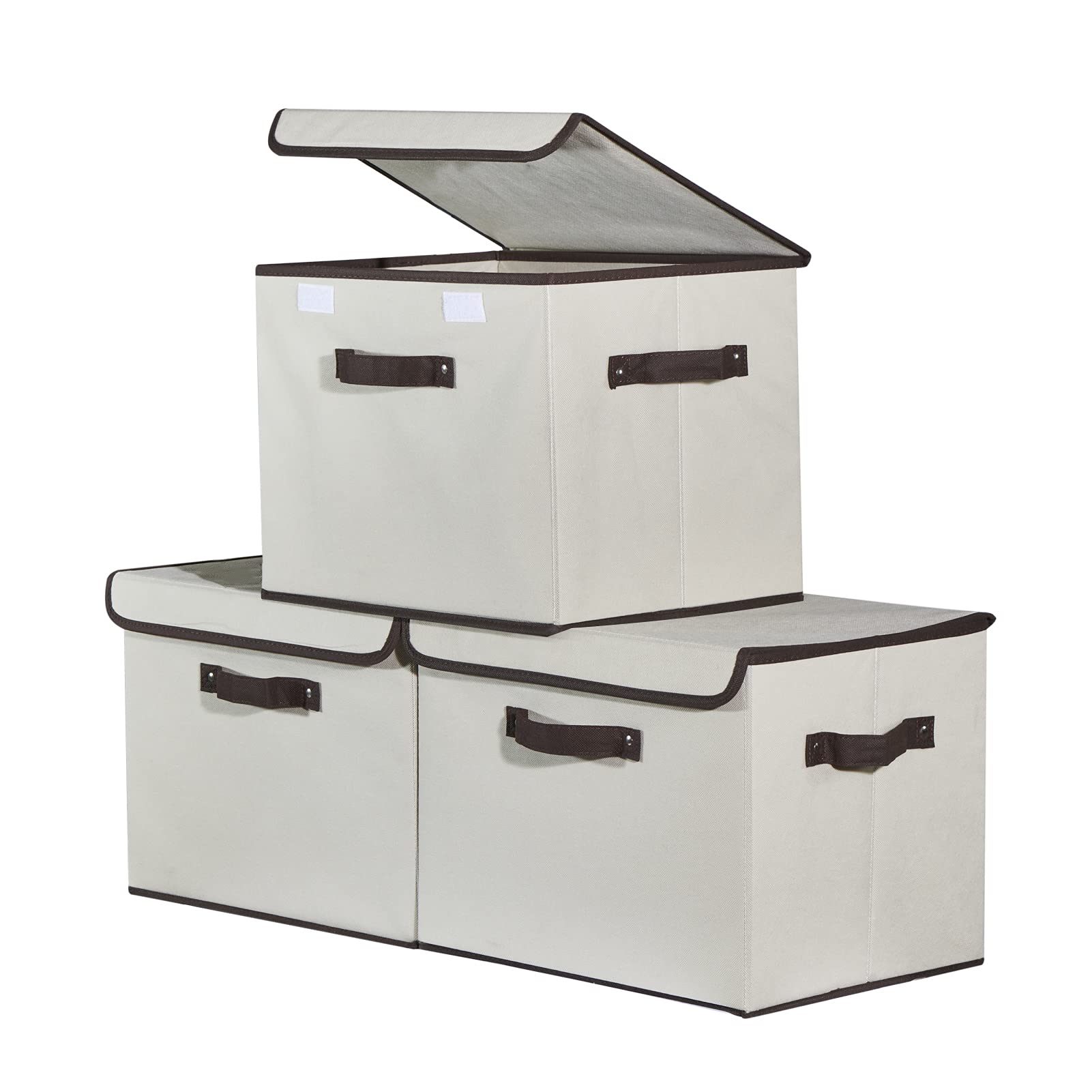 AILINA Large Storage Baskets for Shelves, Collapsible Toy Chest with Flip-top Lid, 3 Packs Storage Organizer/Bin/Basket/Box/Trunk with Handles for Nursery, Playroom, Office, Closet, Home Organization