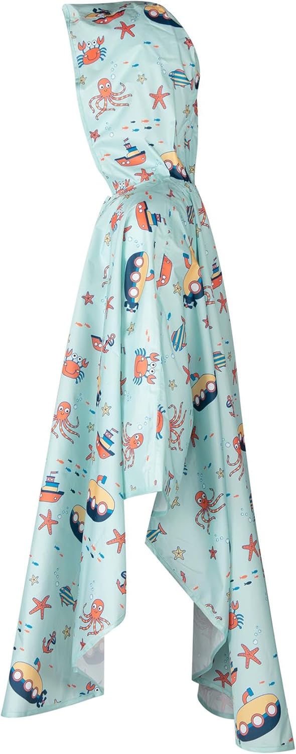 Girls Boys Waterproof Hooded Rain Poncho Lightweight Reusable Rains Wears Quick Dry Rain Jacket 5-13 Years
