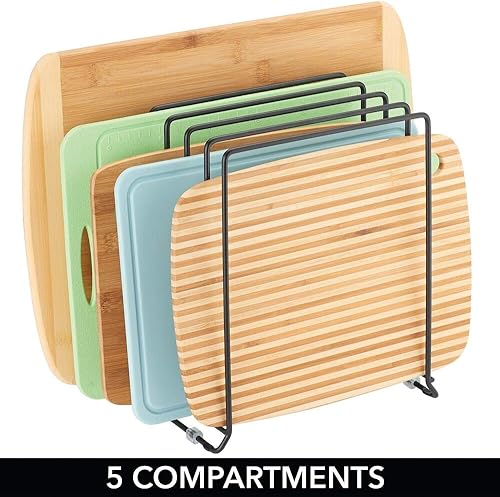 Miniatura 3 de mDesign Tapa de olla y estante para sartén, estante de alambre de metal para armarios, despensas o superficies de cocina, soporte independiente con