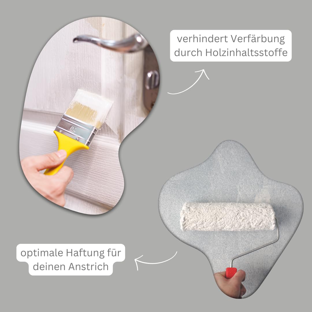 Grundierung – Haft- und Sperrgrund für Holz & mehr – ideale Vorbereitung für Kreidefarbe & Lack – weiß, wasserbasiert, isolierend (750ml)