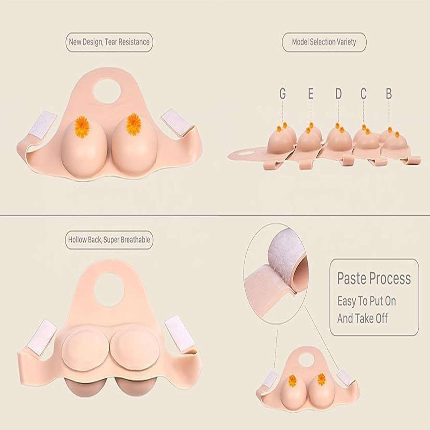 Silicone Breasts Forms, Silicone Fake Breastplate B-G CUP Silicone Filled Fake Boobs for Crossdressers Drag Queen