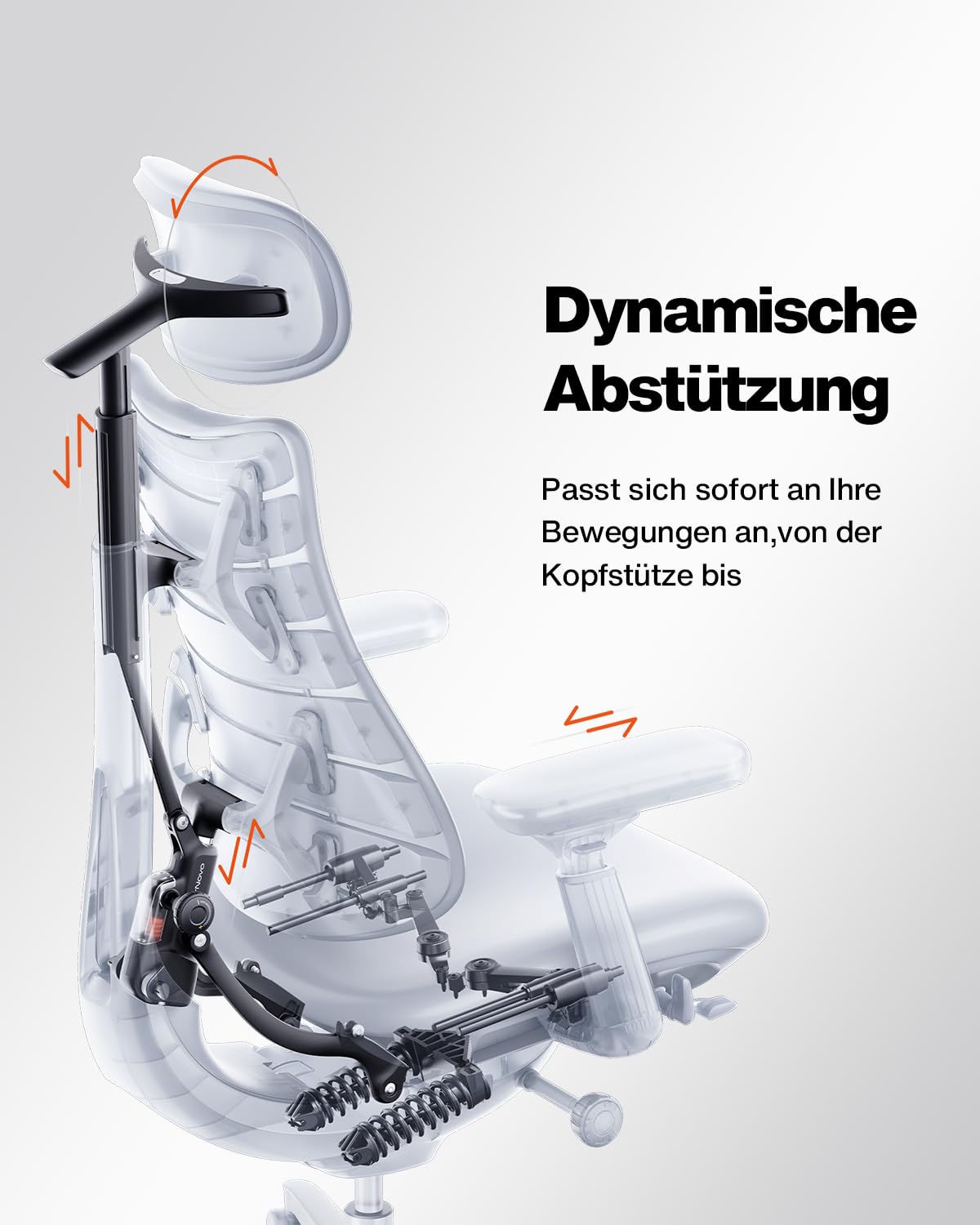 LiberNovo SE Ergonomischer Bürostuhl, Schreibtischstuhl mit manueller Lendenwirbelstütze, 5 Neigungspositionen, Computerstuhl für langes Sitzen, für Homeoffice, Büro und Gaming, Obsidian 48cm