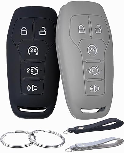 Funda de goma de silicona para llavero compatible con Ford Edge Explorer F-150 F-250 Super Duty F-350 Super Duty Fusion Mustang Lincoln MKX
