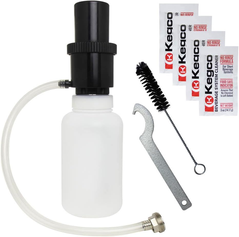 Kegco BF CK1P04 Beer Line Cleaning Kit Bottle with 4 0.5oz Packets of Cleaner, 1