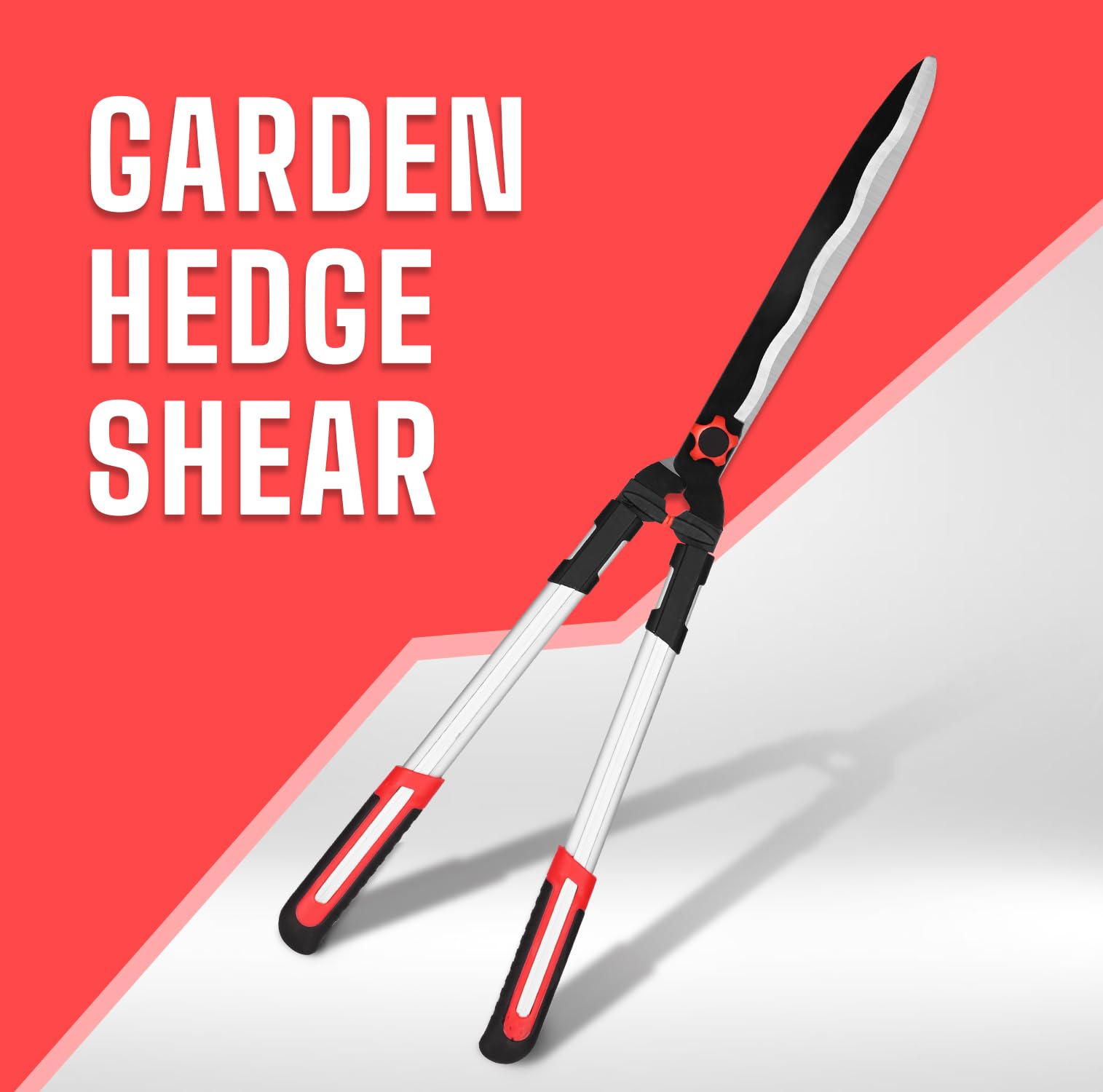 OUTO Hedge Shear 32" with Heavy Duty Aluminium Handle Cutting Edge Blade Grass Pruner Tree Branches Trimmer Garden Scissors for Lawn Backyard Patio Nursery Flower Gardening (Pack of 1, Red) - Image 3 thumbnail