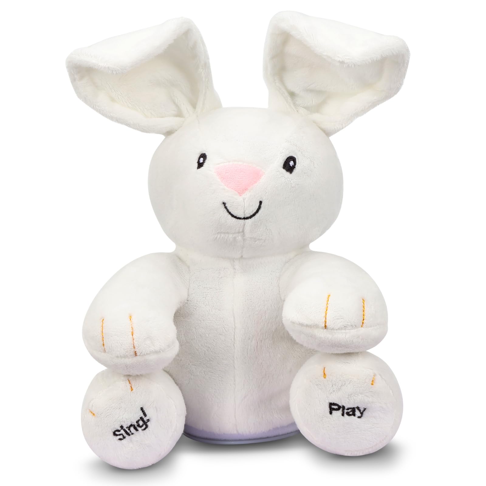 Easter Flora Bunny Animated Singing Plush Toy | 13â Interactive Easter Basket Stuffer with Peek-A-Boo & Lullabies | Cream Resurrection Day Gifts for Babies 0+