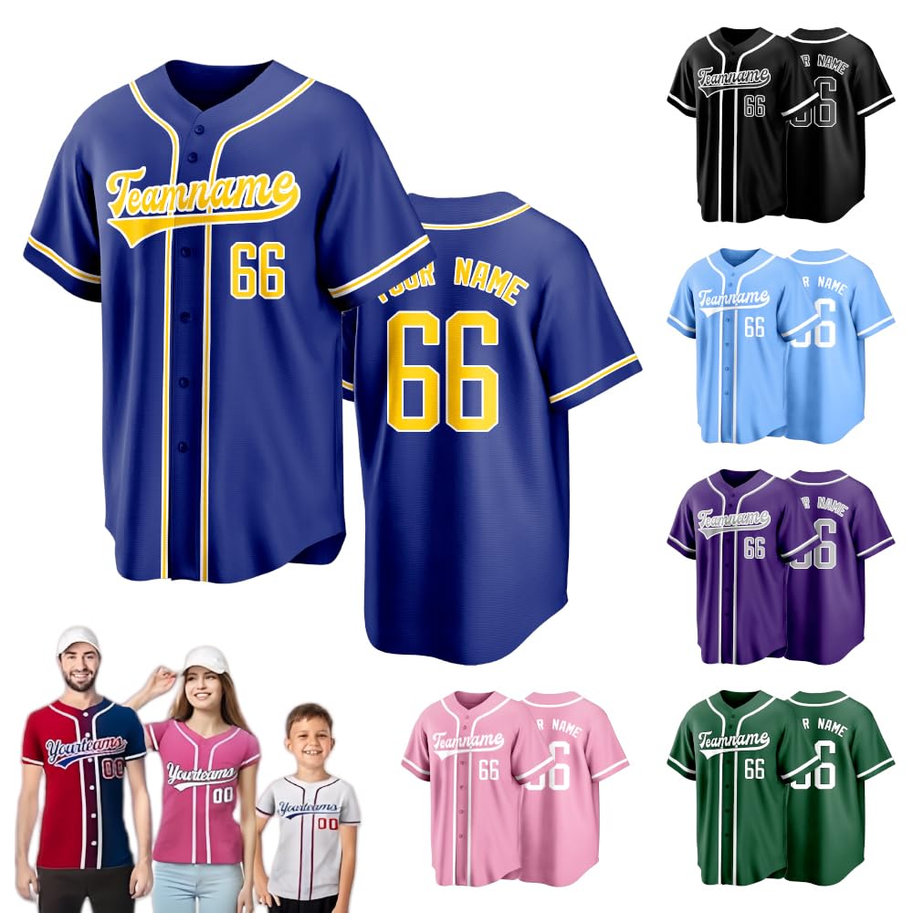 Personalized Everyday Baseball Jerseys Your own Name Number;Suitable Family Members' Sportswear Parties Gatherings