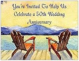 50th Wedding Anniversary Invitations Adirondack Chair Design 50th Anniversary Invite Cards with Envelopes – 5.5 x 4.25 Inches Postcard Style with Customizable Fill-In Format by SassyXpressions (Pack of 50)