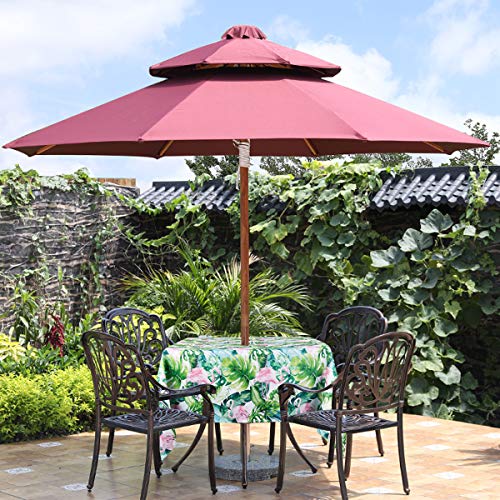 Image of EHouseHome Outdoor Indoor 60inch SquareTablecloth with Umbrella Hole and Zipper, Waterproof Zippered Patio Table Cloths, Spring /Summer Table Covers for Backyard Circular Table /BBQs /Picnic