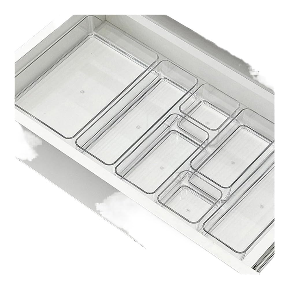 Sunrrafck L 1Pc Stackable Acrylic Drawer Organizer Adjustable Divider Trays For Cosmetics Modular Makeup Storage Box(L)