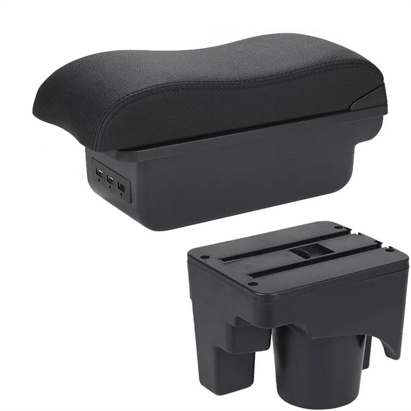 NOHEEU Car Armrest Storage Box For Scirocco For Sagitar For Golf 6 5 Mk6 MK5 For Jetta(B2 Black line 3USB)
