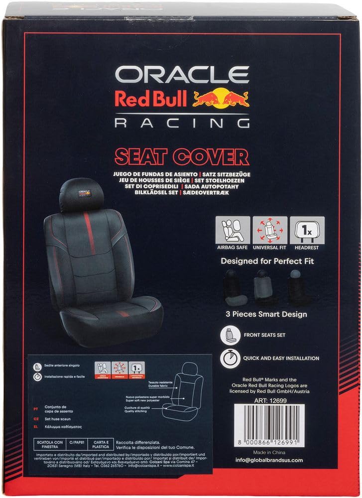 RED BULL Racing Powerbar II Lot De 3 Housses De Siège Auto Noir/Rouge