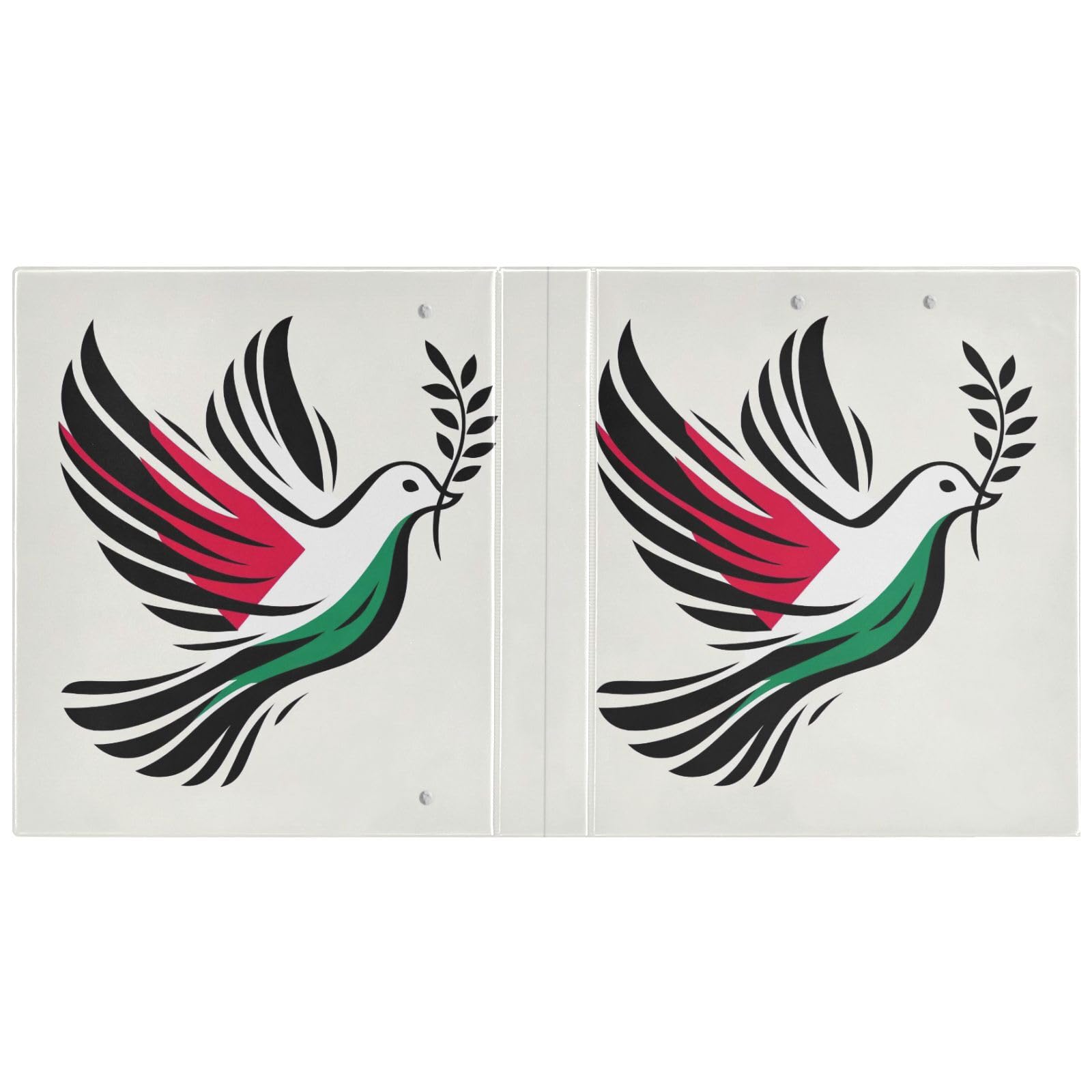 Raccoglitore a tre anelli stampato, 3,8 cm, raccoglitore ad anelli a D con tasche, raccoglitore decorativo per scuola, università o ufficio, simbolo della pace, bianco