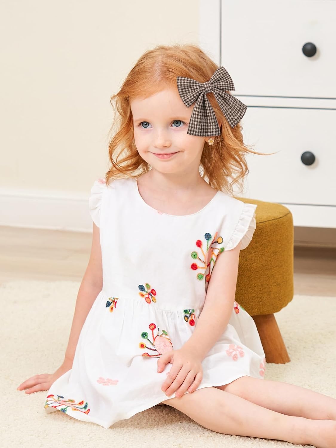 12PCS Baby Girls Hair Clips Fable Hair Bows Cotton Linen Bows for Girls Hair Accessories for Baby Toddlers Kids Light Color