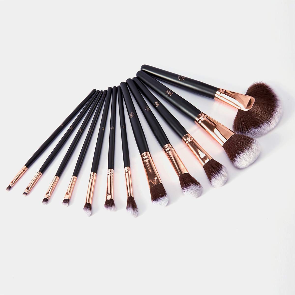 Lurella Cosmetics Stay Glam Brush Set: Essential 12 Pcs Makeup Brushes, Made With Ultra Soft Synthetic Bristles, & Includes Black Traveling Case. Convenient and Easy for Daily Makeup Use.