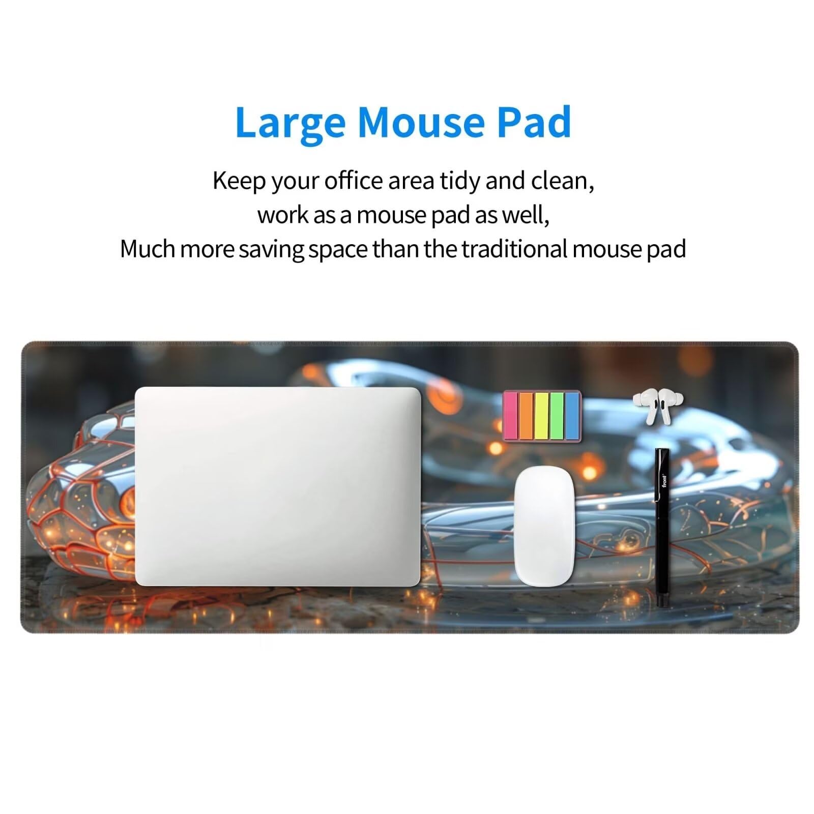 Tappetino Mouse, Tappetino Mouse Gaming Grande XXL 1500x800x3mm Tappetino Scrivania Mouse Pad, Base in Gomma Antiscivolo, Bordi Cuciti,Lavabile, Mousepad per Ufficio e Gaming (serpente) R-603