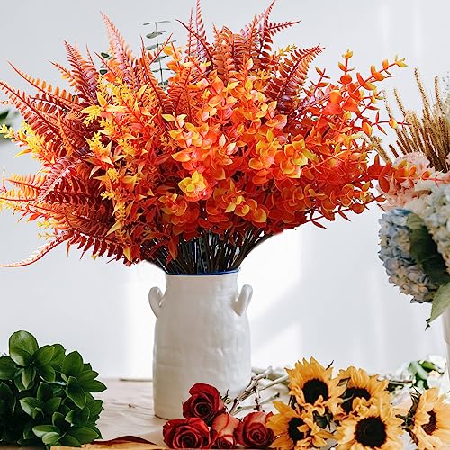 Home Decor Fall Artificial Flowers Plants Orange Outdoor Indoor, 12PCS Autumn Fake Plastic Flowers Grass Stems Arrangement, UV Resistant, No Fade, Faux Greenery Mums for Garden Hanging Planter Wedding - Cosy Home Interiors Home Decor Fall Artificial Flowers Plants Orange Outdoor Indoor, 12PCS Autumn Fake Plastic Flowers Grass Stems Arrangement, UV Resistant, No Fade, Faux Greenery Mums for Garden Hanging Planter Wedding - Image 4