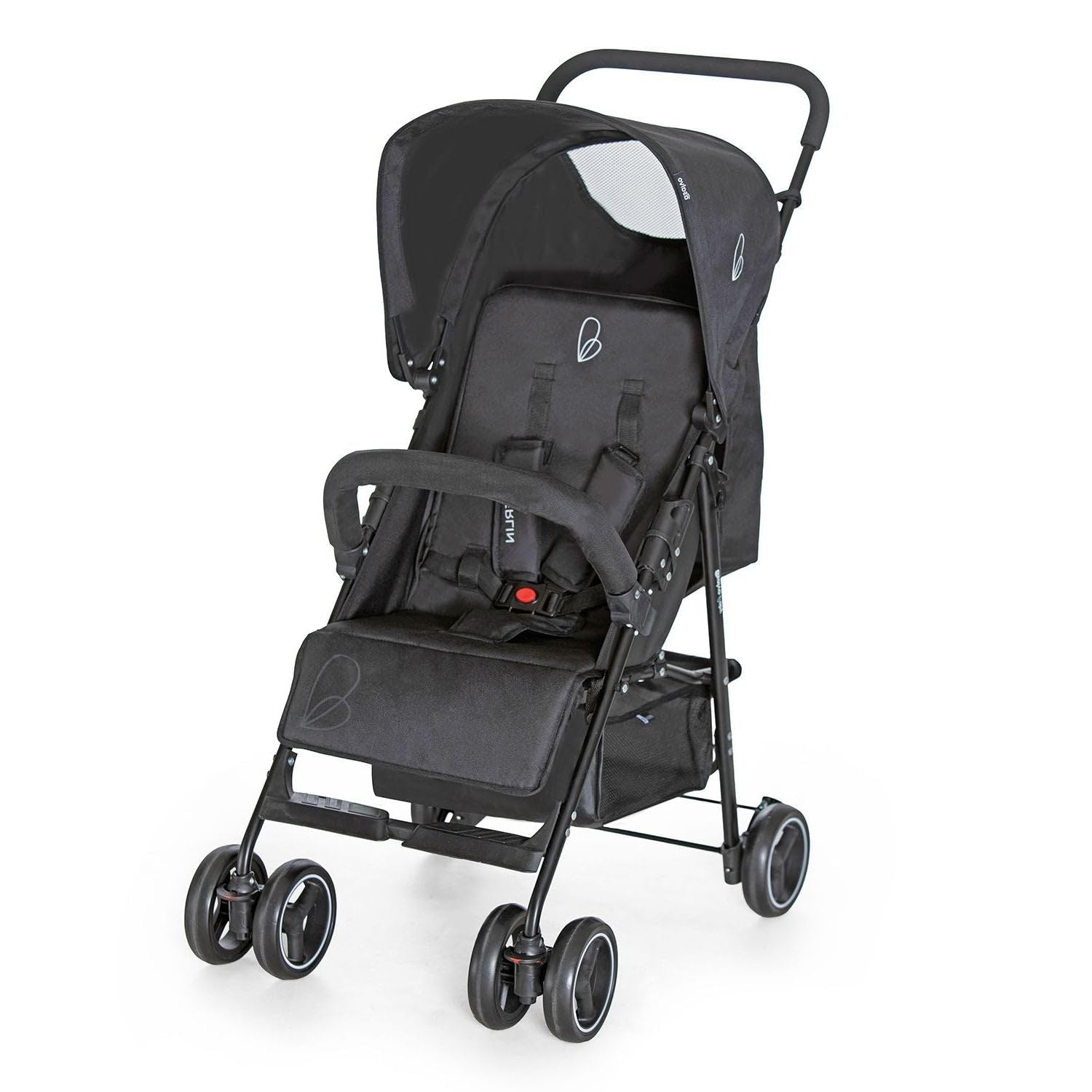 Asalvo Berlin Poussette ultra légère pour bébé avec dossier inclinable, harnais 5 points, SPF50+, capote, maniable et sécurité maximale, jusqu'à 16 kg, noir