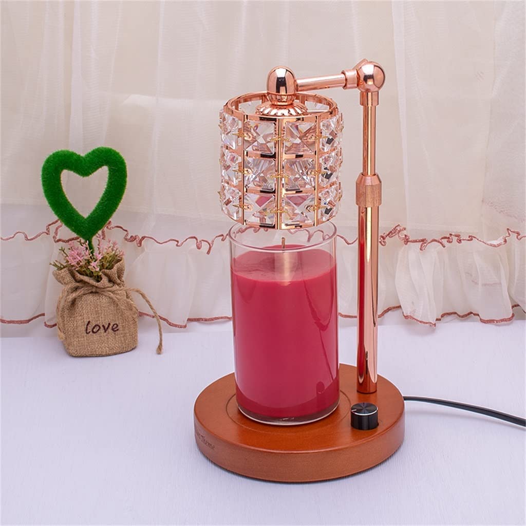 Dimmable Candle Warmer Lamp With Wood Base – No Flame Wax Melter For Scented Wax, Rose Gold Decor - View #4
