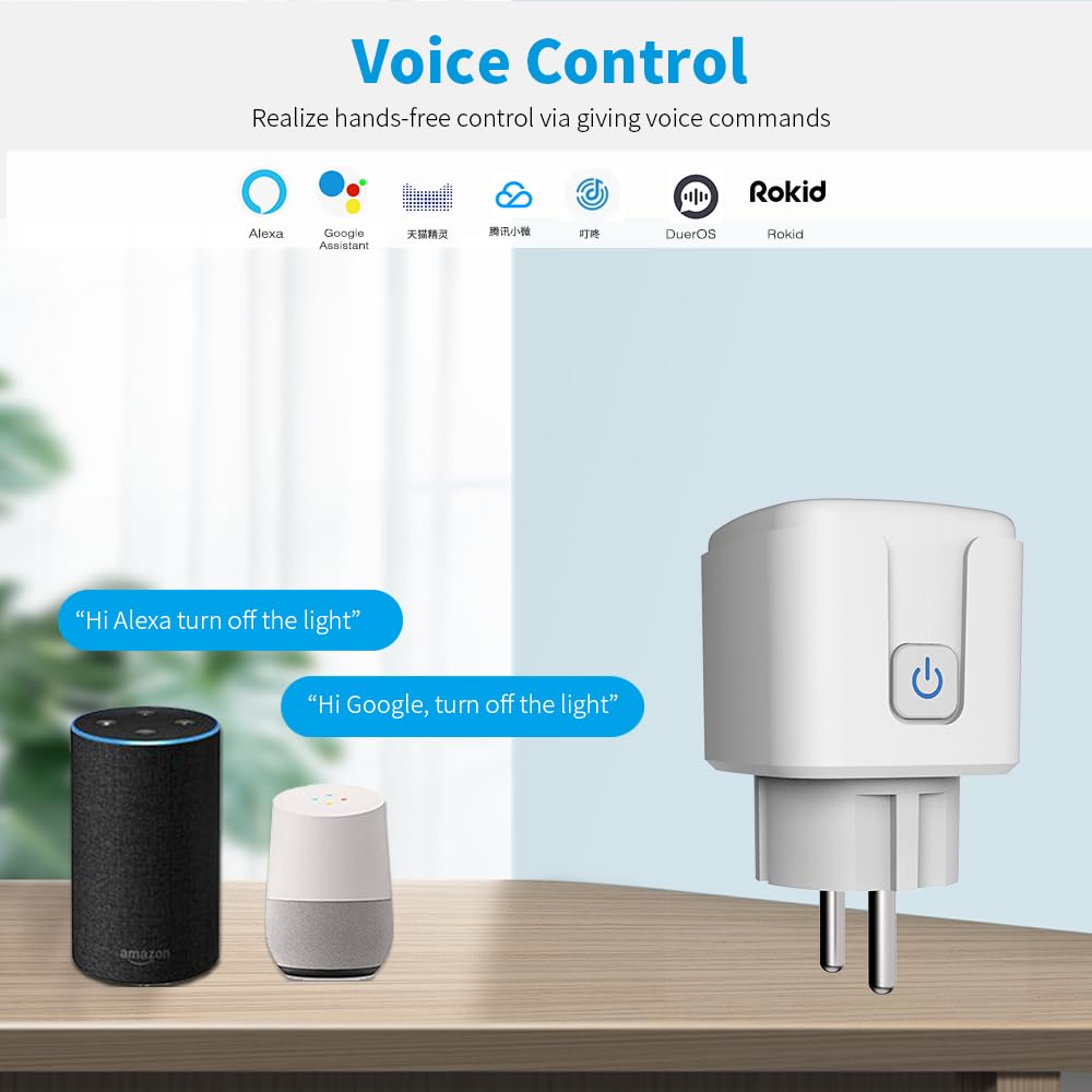 WLAN Steckdose mit Strommessung, 16A, Smart Plug, kompatibel mit Alexa & Google Home, App-Fernbedienung, Zeitschaltuhr, 2,4 GHz, Tuya/Smart Life (Grün 4 PACK)
