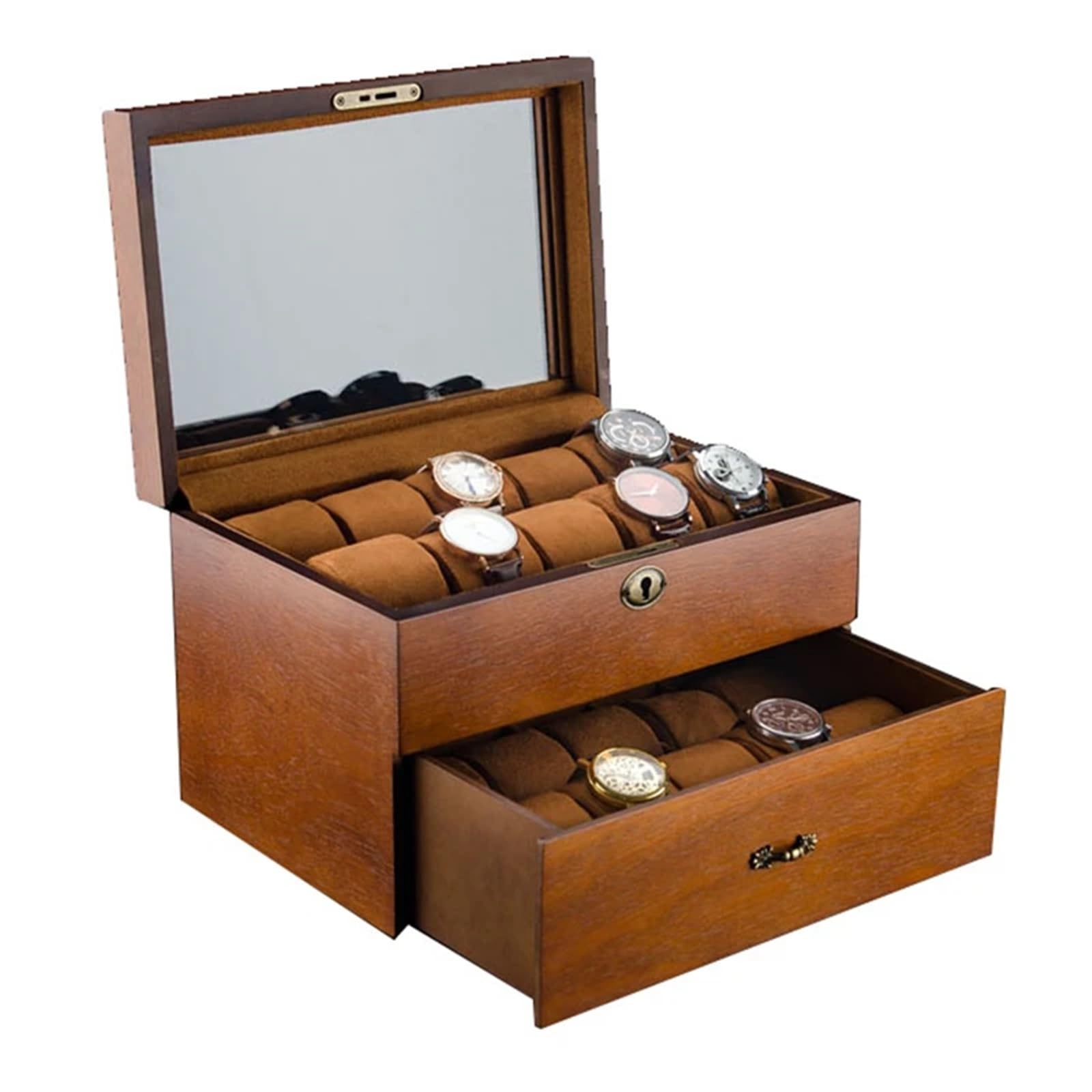 SHENJMAI Watch Box 20 Slots Wood Watch Box Organizer With Case Storage Display Solid Holder For Men