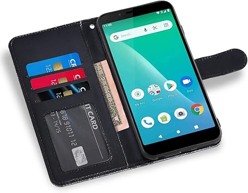 Miniatura 3 de Asuwish Funda de teléfono para SCHOK Volt SV55 SV55216 con protector de pantalla de vidrio templado y cartera con purpurina, soporte para tarjetas,