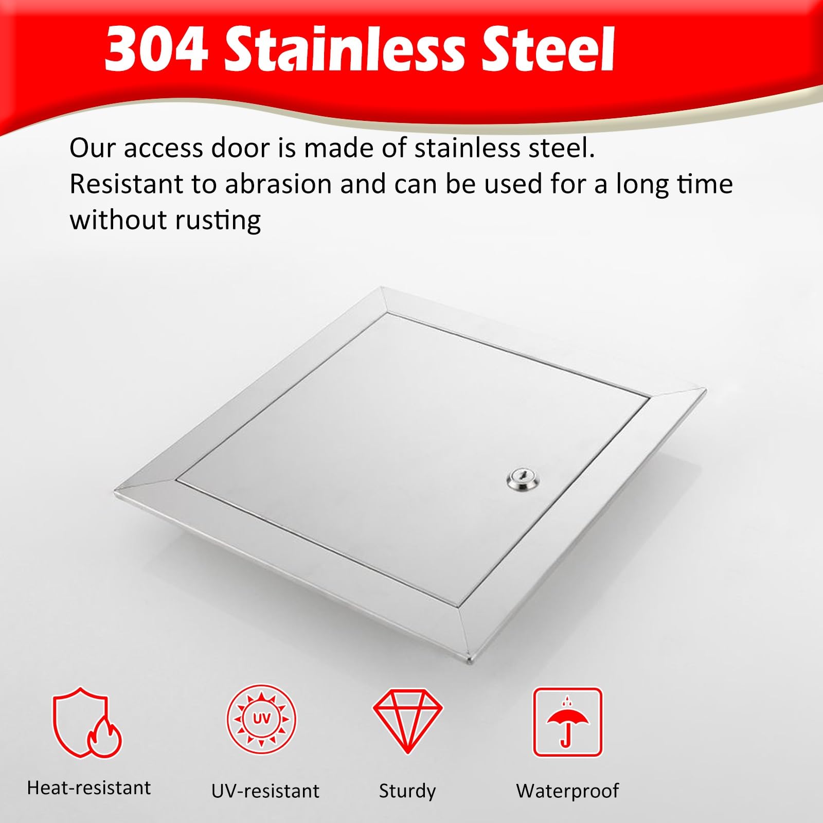 Pannello impermeabile per porta di accesso, in acciaio inox, per ufficio, cantina e soffitte, diverse dimensioni: 10 x 20 cm, 15 x 15 cm, 20 x 35 cm, 30 x 45 cm, 40 x 60 cm, 55 x 55 cm, 60 x 60 cm, 35