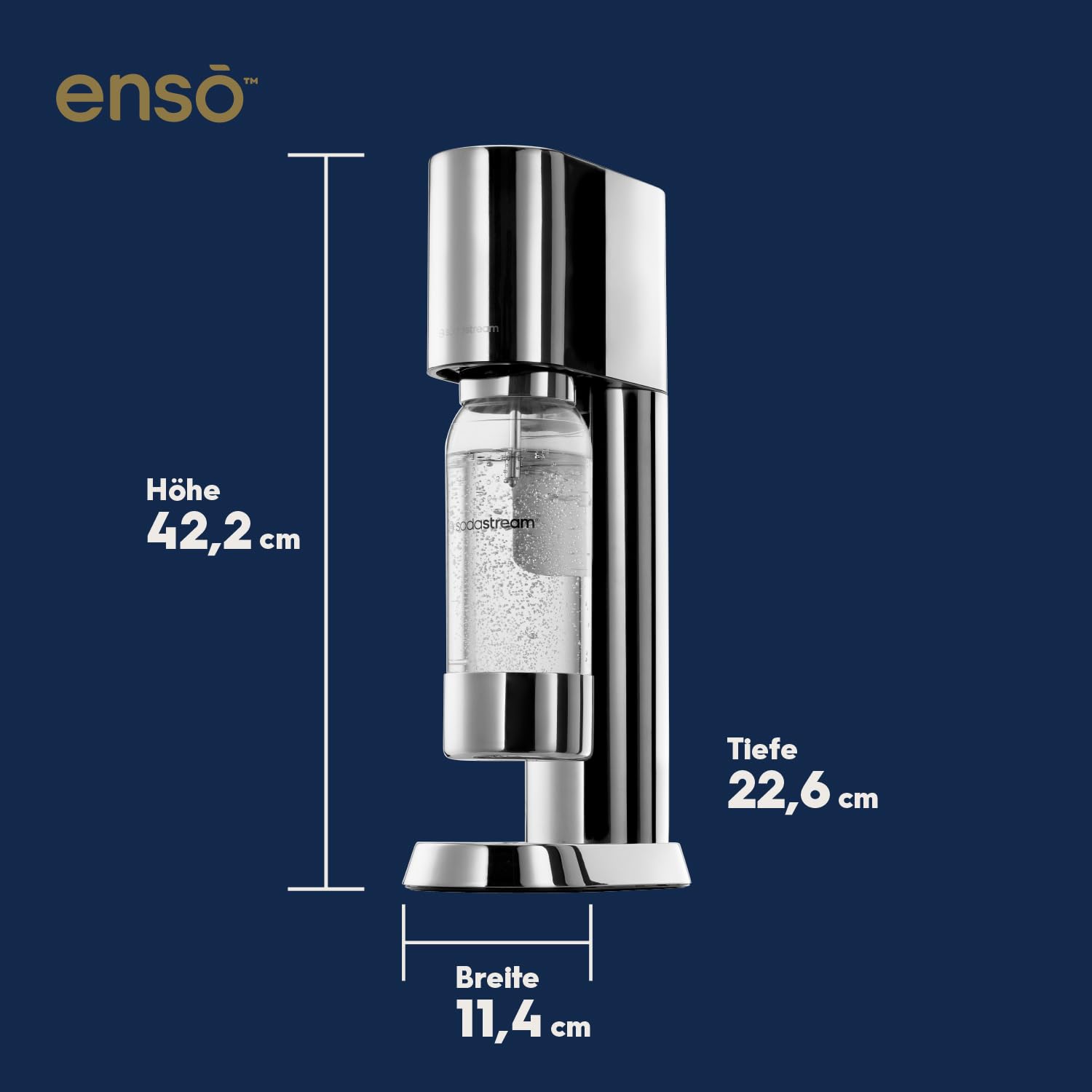 sodastream® enso™ Premium Wassersprudler | Edelstahl-Design von Naoto Fukasawa | inkl. 1 L BPA-freie Flasche | Einfaches CO2-Wechsel-System |Farbe: Silber