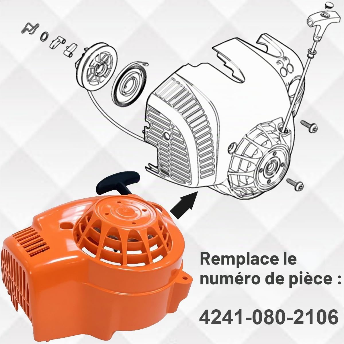 ZAMDOE 4241-080-2106 Lanceur à Rappel pour Stihl BG86, BG56 Sh86 | 4241 080 2106 Souffleur de feuilles portatif Sh56 Bg86c Bg56c Sh56C pièce de rechange
