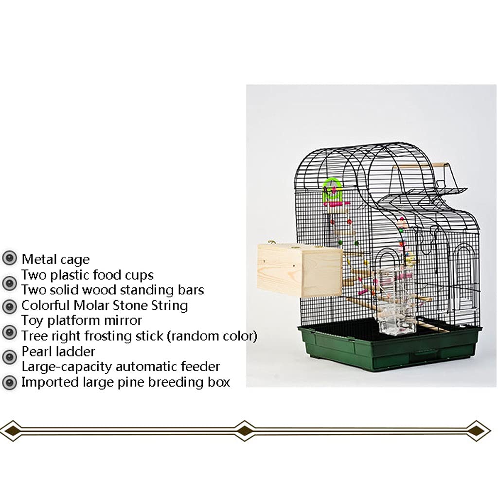 Gabbia per Uccelli e Pappagalli Fashion Grande Metal Parrot Cage Allevamento Cage Monk Xuanfeng Tigre Skin Large Bird Cage Parrocchetto Cage Toy Shelf per Canarini, Cocorite e Uccelli Esotici