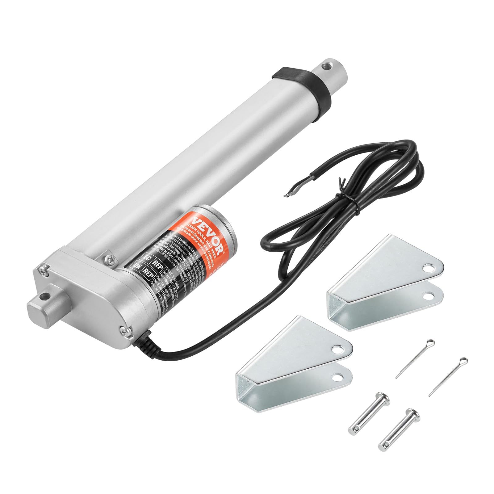 VEVOR Siłownik liniowy 12 V, liniowy napęd ruchu 150 mm, 330 lb/1500 N 5 mm/s, z uchwytem montażowym i ochroną IP54, do mebli, systemów automatyki, wyposażenia mechanicznego