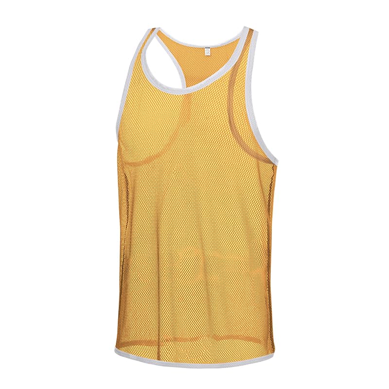 YAHWULAI Herren Sexy Tops Männliche Durchsichtige Tanktops ohne Ärmel aus Netzgewebe