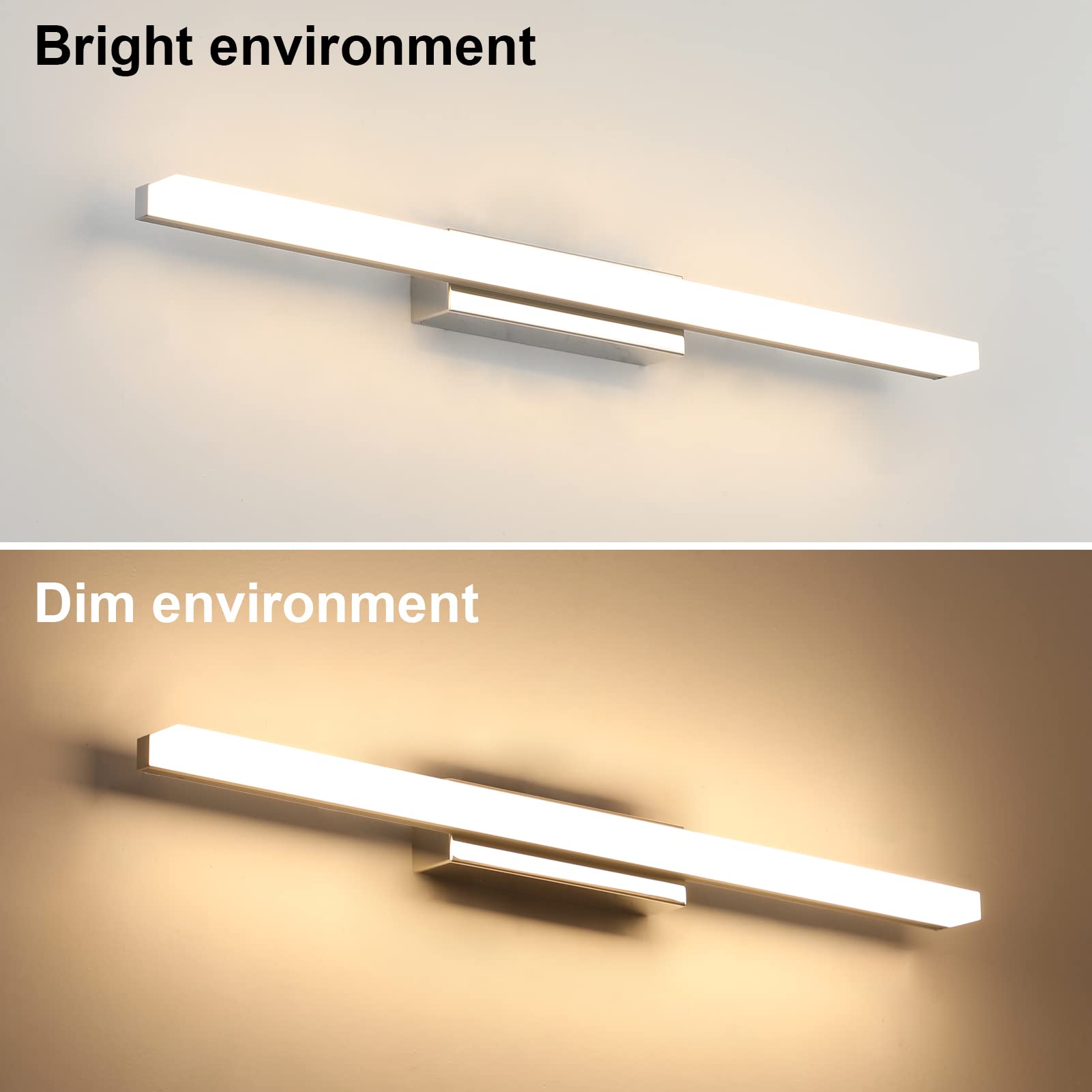 Klighten Lampe Miroir LED Salle de Bains 14W 60cm IP44 110-240V 910 Lumen Blanc Chaud 3000K