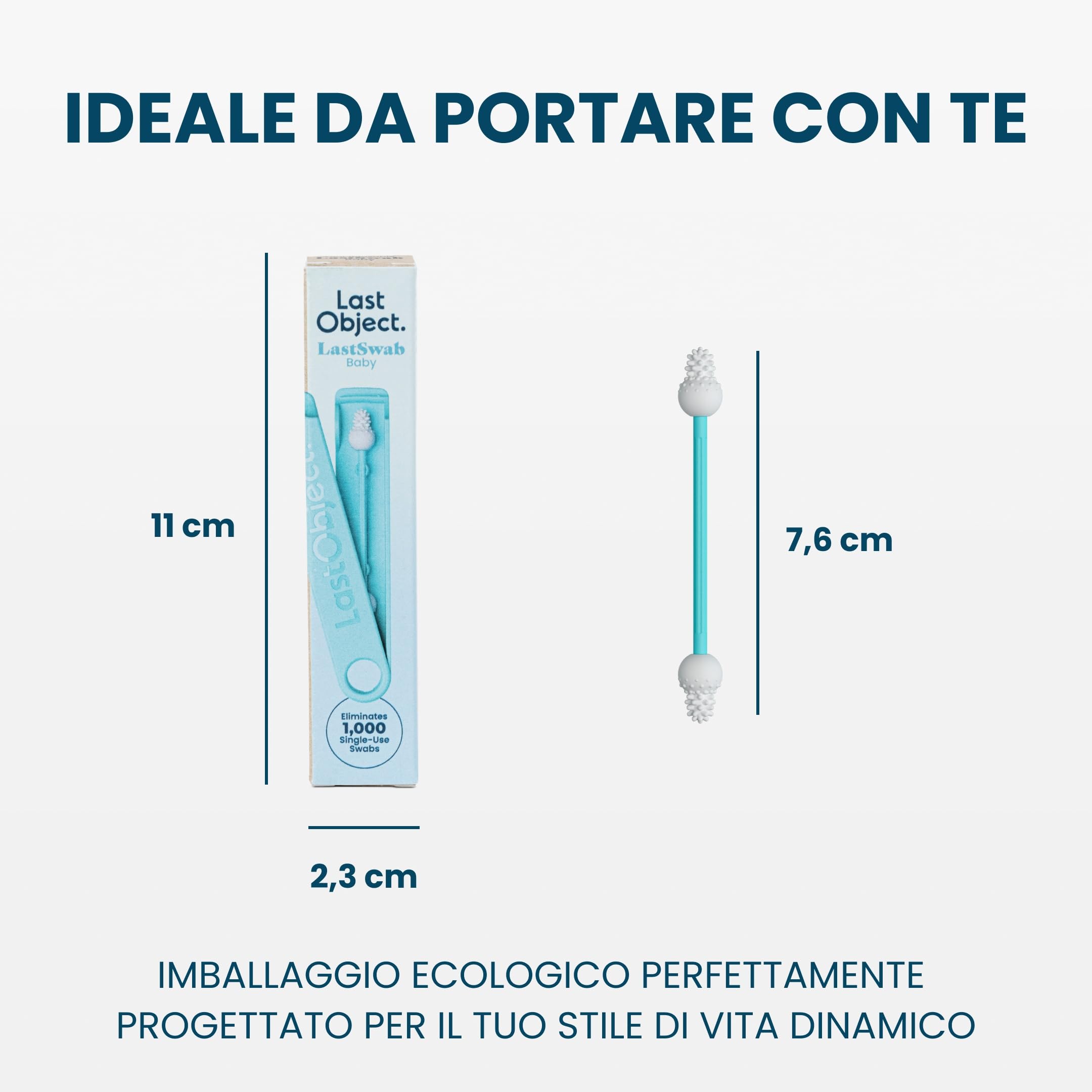 Bastoncini riutilizzabili LastSwab®: alternativa sostenibile ai bastoncini usa e getta, facili da pulire e con una pratica custodia da viaggio - Turchese