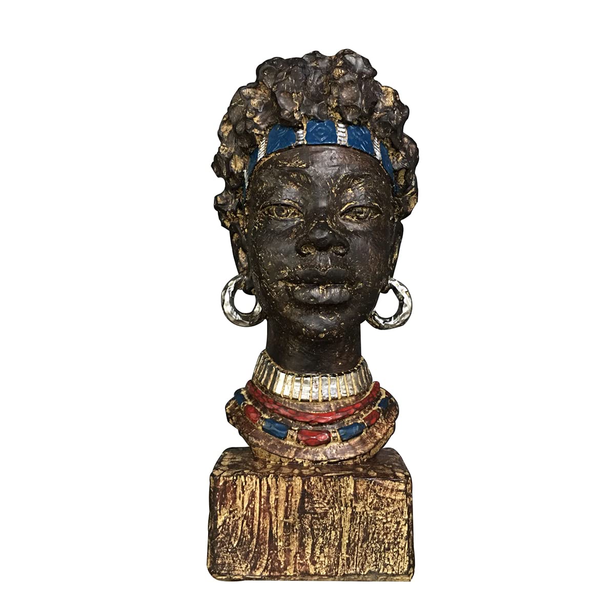 Artgenius Antique Bust Statue African Decor for Home,African Figurines Head Statue Decorations,African Art Decor for Shelf,Desk,Table,TV Cabinets (Woodstone W)