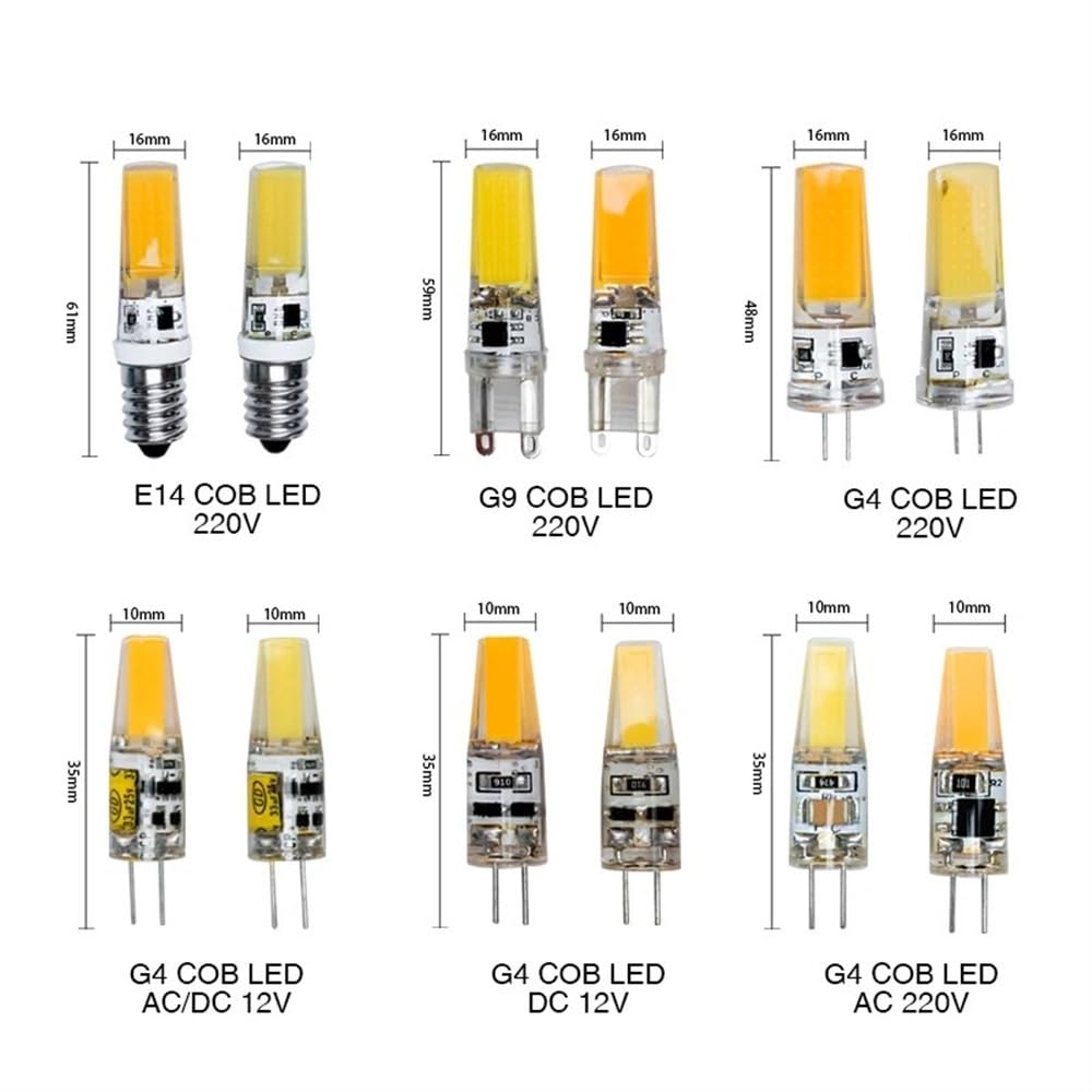 Fengyan Casa Lampadine, Confezione da 20, Lampadina LED COB AC220V LED COB G4/G9/E14 3W/6W Dimmerabile 360 ​​Angolo del Fascio Lampada a LED Lampadari Domestico Lampada(Cold White,G9 220V 6W)