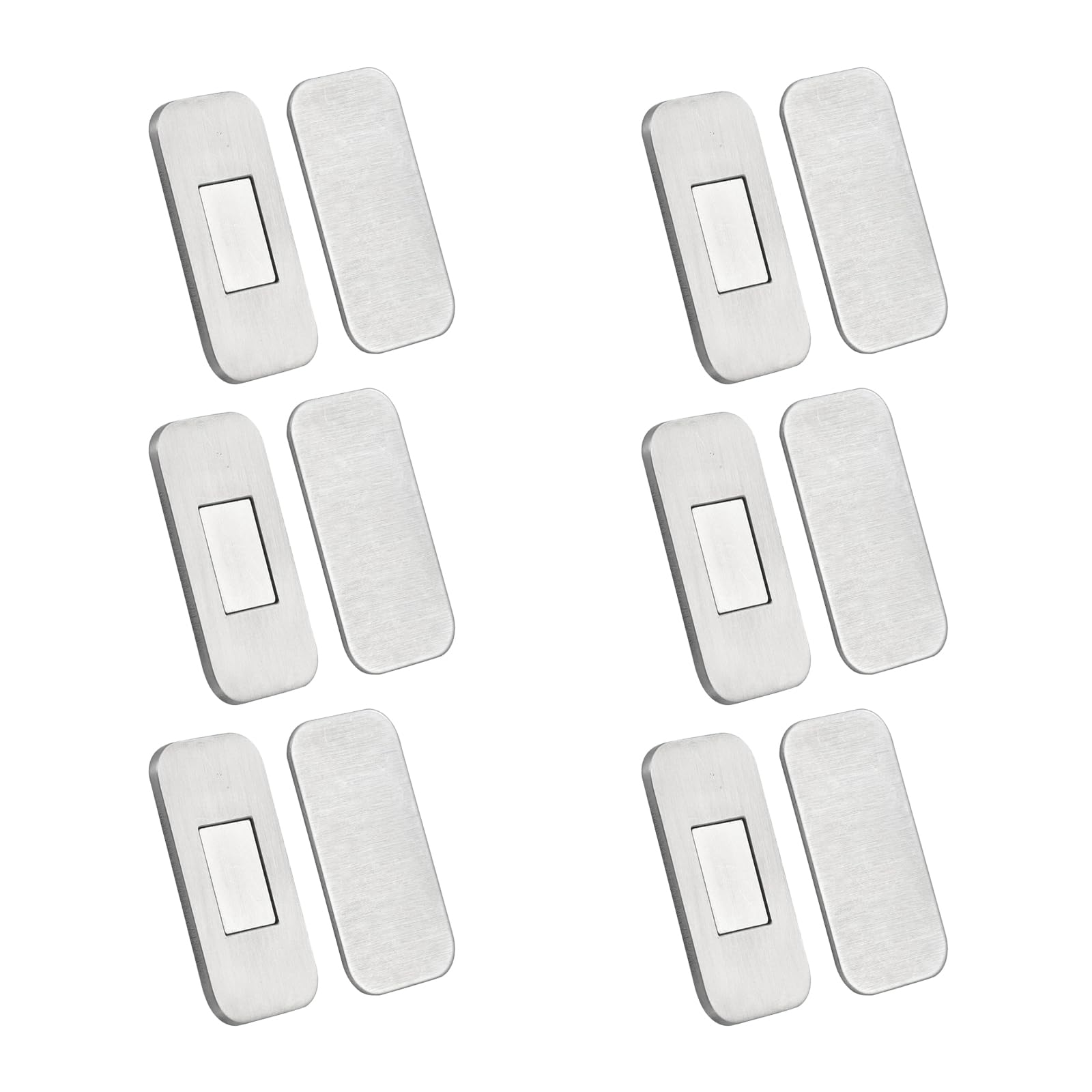 Holooveranillo Silver 6 Sets Magnetic Door Catch, Quiet Magnetic Cabinet Door Catch, Ultra Thin Self Adhesive Magnetics Doors Catches, No Drilling Required Invisibledoors Catches For Wardrobe, Kitchen, Closet