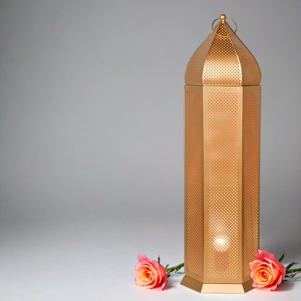 Orientalische Stehlampe Azel aus Metall in Gold Boho 72 cm Wohndeko
