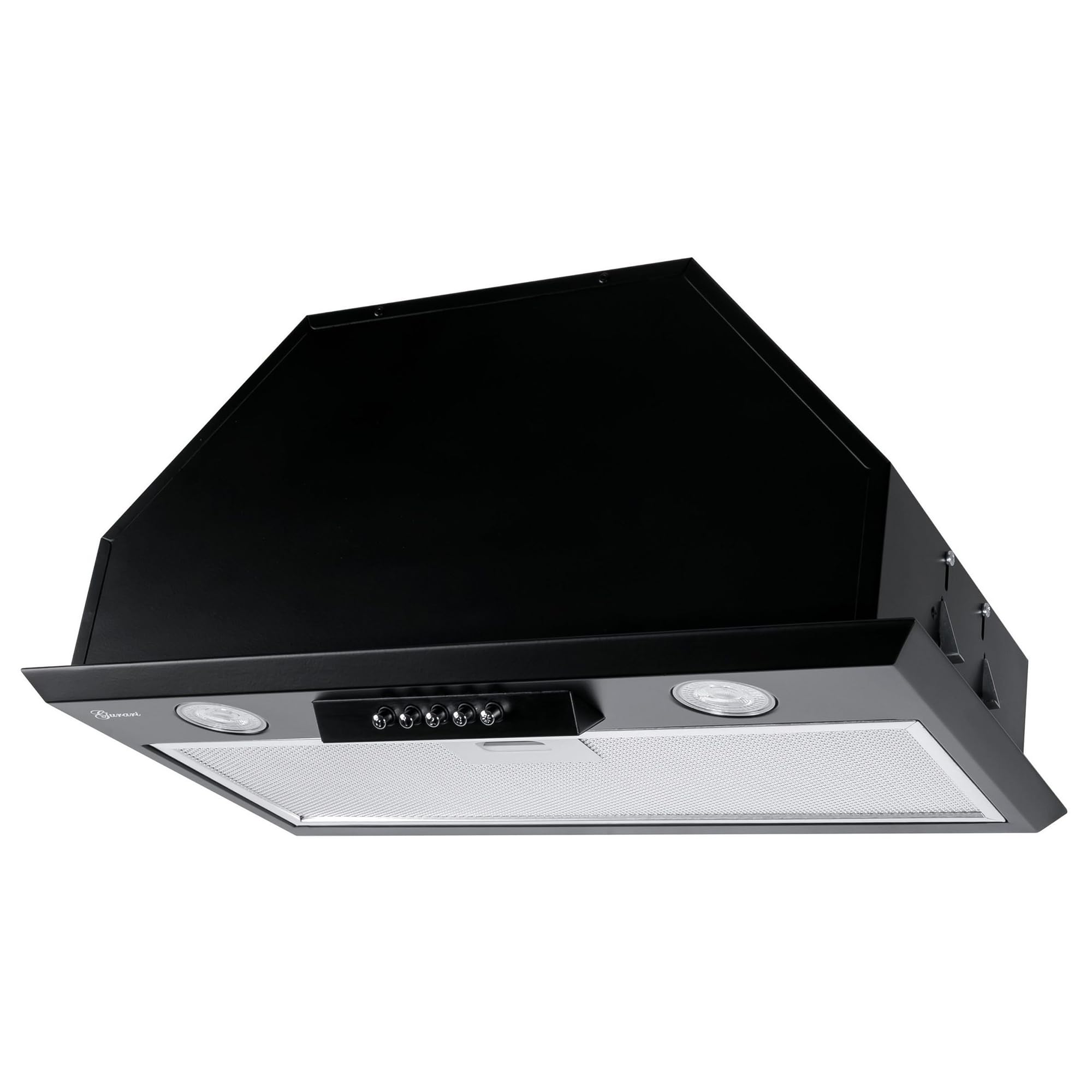 Gurari Campana extractora empotrada 52 cm GCH B 051 52 BL, color negro, motor potente 1000 m³/h, silenciosa 49-68 dB, LED, filtros metálicos lavables, recirculación y salida de aire